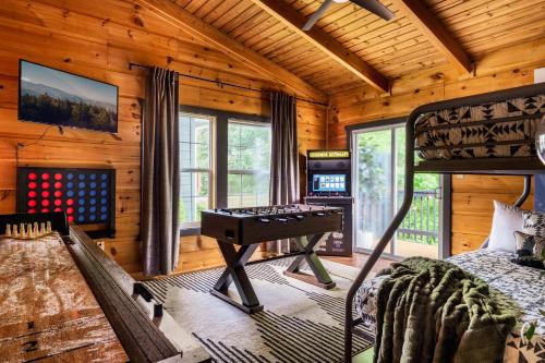 The Copper Bird Mid Century Hot tub Arcade Gameroom Rock Climbing wall